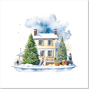 Winter Home Scene - Christmas Posters and Art